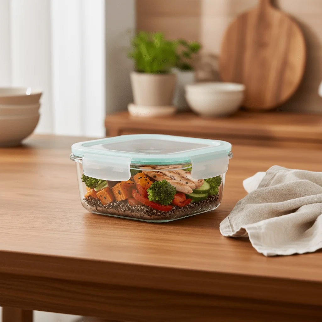 Spanis Home Square Glass Lunch Box with Airtight Clip Lid - 800ml — image 3