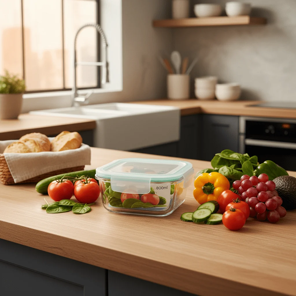 Spanis Home Square Glass Lunch Box with Airtight Clip Lid - 800ml — image 4