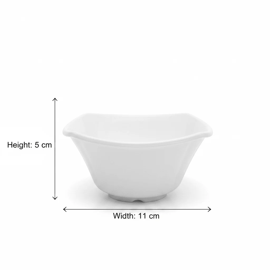 Dynasty Melamine Square Bowl – White – 11×5 cm — image 2
