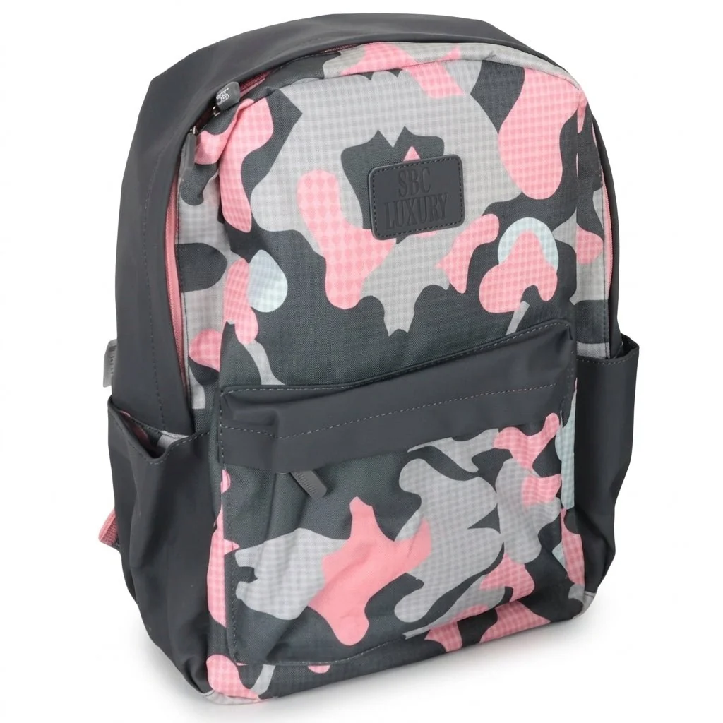 SBC Luxury 4-in-1 School Set 16" – Pink Camo (Backpack, Lunch Bag, Pencil Case & Water Bottle) — image 2
