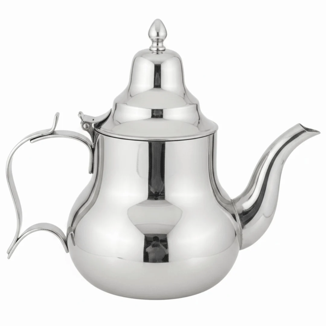Afco Silver Stainless Steel Arabic Teapot – Traditional Moroccan Design | Mirror Polished Finish | Premium Hospitality Serveware for Tea & Coffee — image 8
