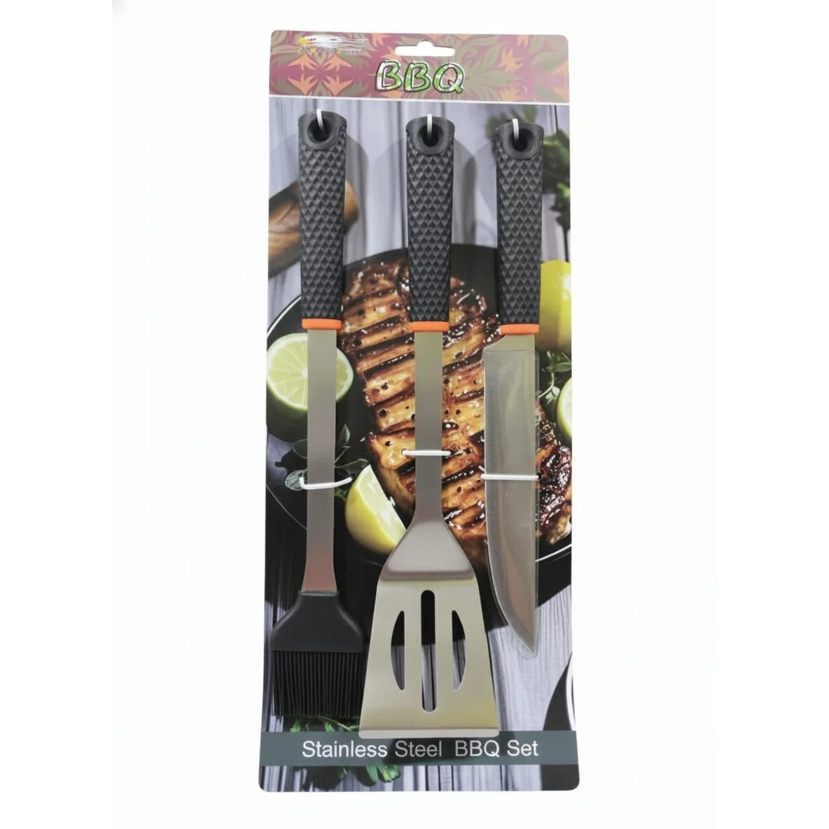 AKDC 3 pcs BBQ Tool Set – Stainless Steel Brush, Spatula & Knife Kit for Outdoor Barbecue & Grilling Lovers — image 2