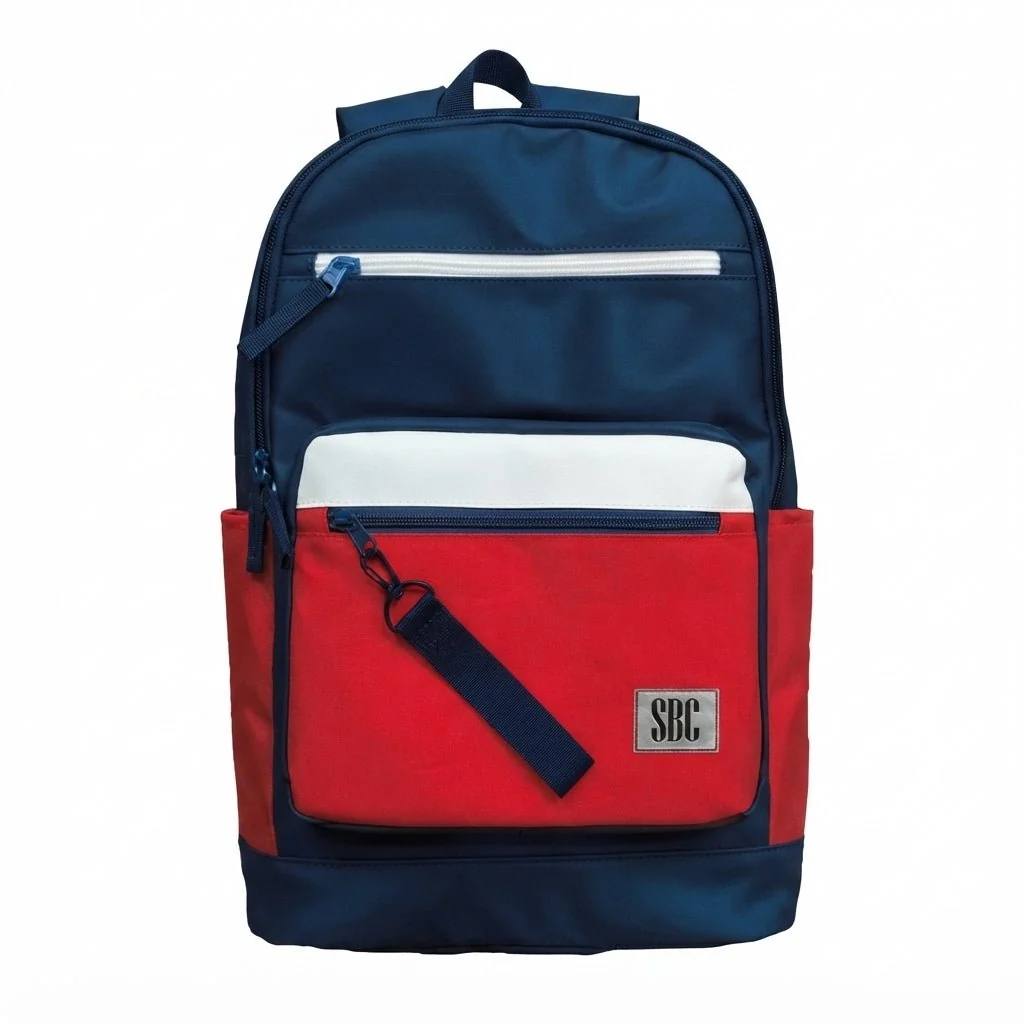 SBC Luxury 4-in-1 School Backpack Set 17" – Navy Blue & Red (Backpack + Lunch Bag + Water Bottle + Pencil Case) — image 2