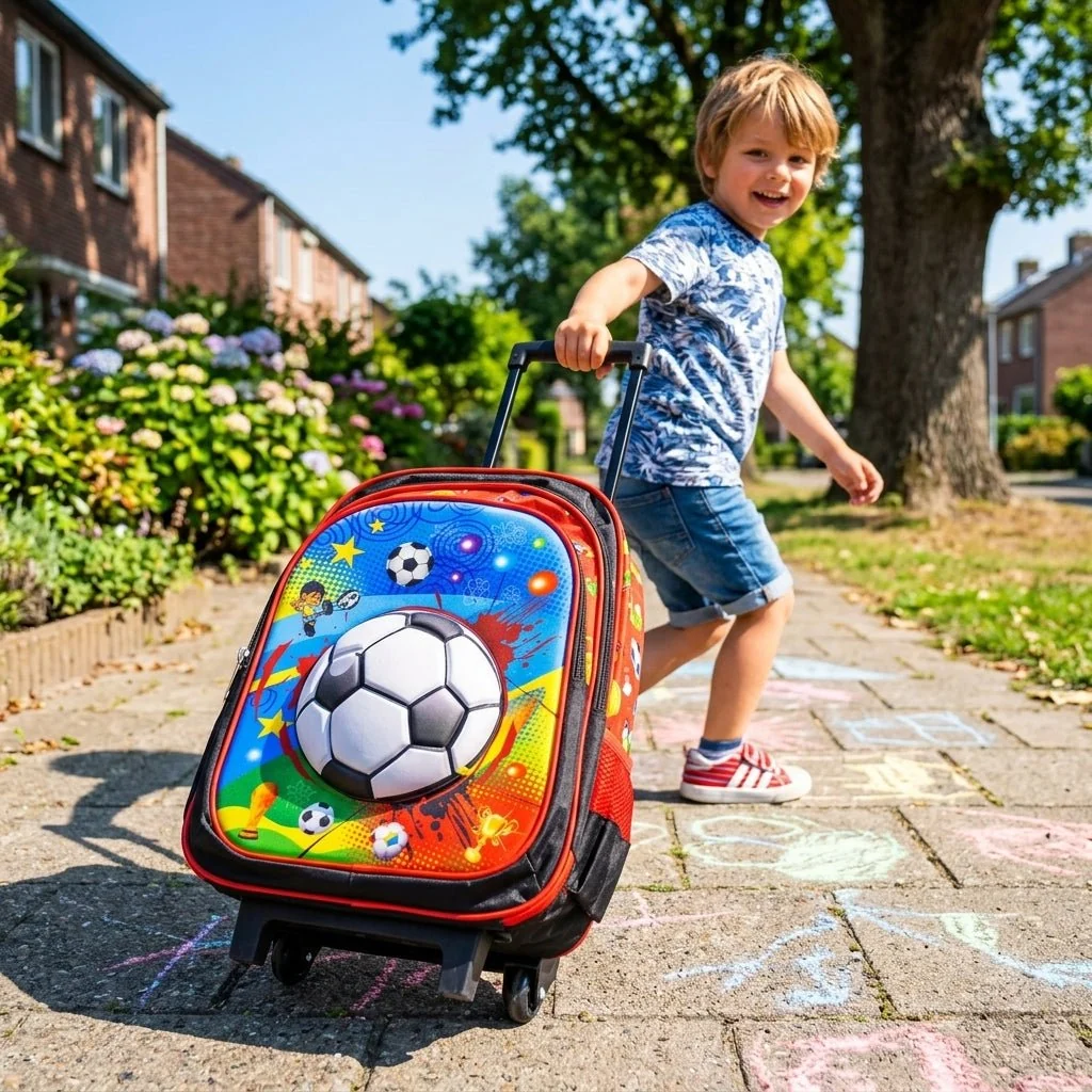 Kanari 3-Piece Football Trolley School Bag Set – 16 Inch – Trolley Bag + Lunch Bag + Pencil Pouch — image 6