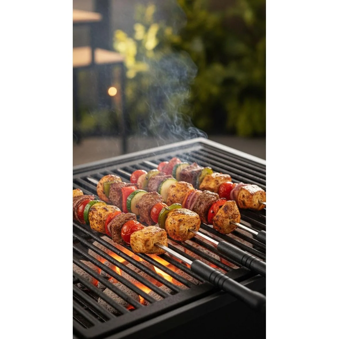 Classic BBQ Skewers Set 6 pcs 47.5 × 1.5 cm – Stainless Steel Grilling Sticks with Heat-Resistant Plastic Handles — image 1