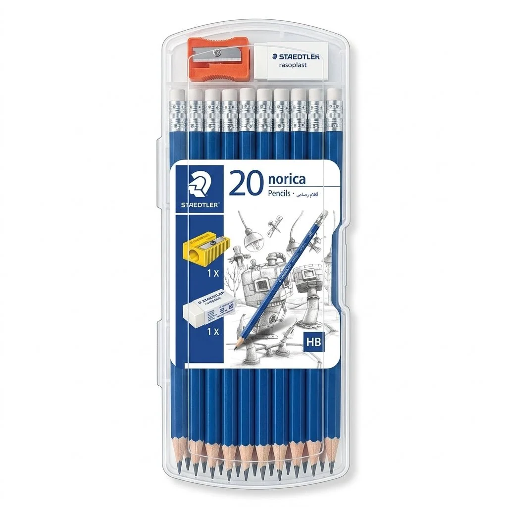Staedtler Norica HB Pencil Set – 20 Pencils + Eraser + Sharpener — image 1