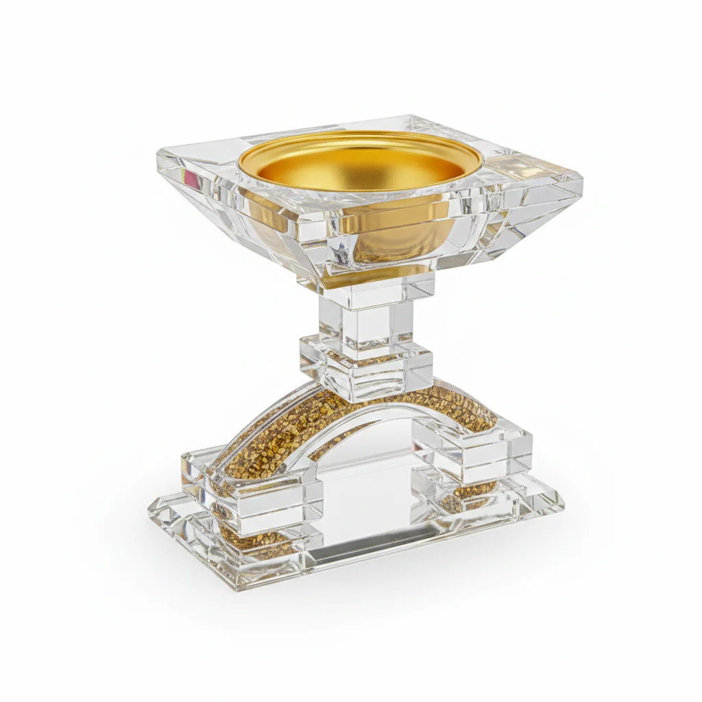 Clear Glass Incense Burner with Gold Detail - 13×13cm — image 1