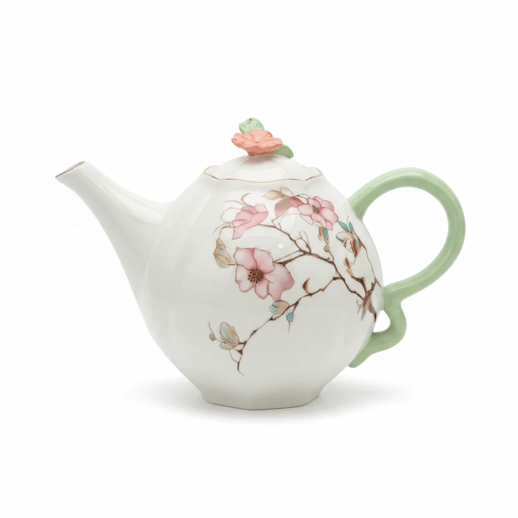 Angela White & Mint Green Ceramic Teapot - 800ml — image 1