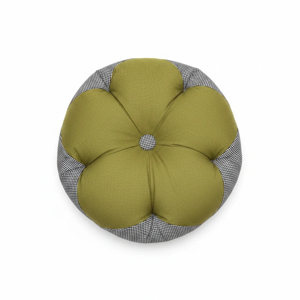 Olive Green & Houndstooth Cushion - 40cm — image 1