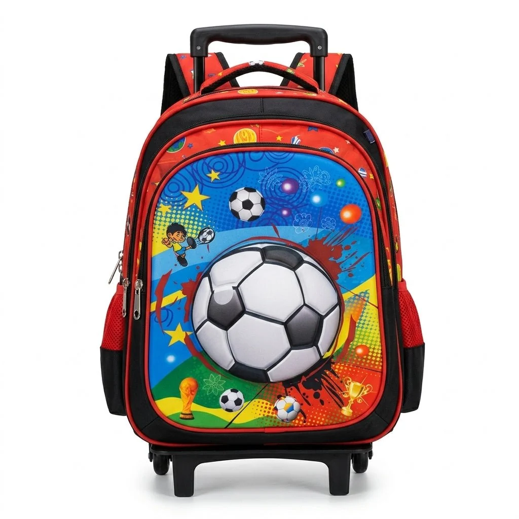 Kanari 3-Piece Football Trolley School Bag Set – 16 Inch – Trolley Bag + Lunch Bag + Pencil Pouch — image 1