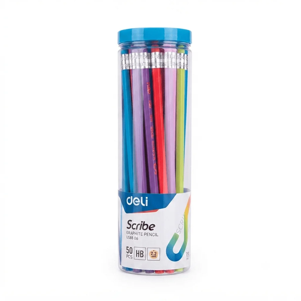 Deli Scribe HB Graphite Pencils – 50-Piece Jar (Multicolor Barrel) — image 1