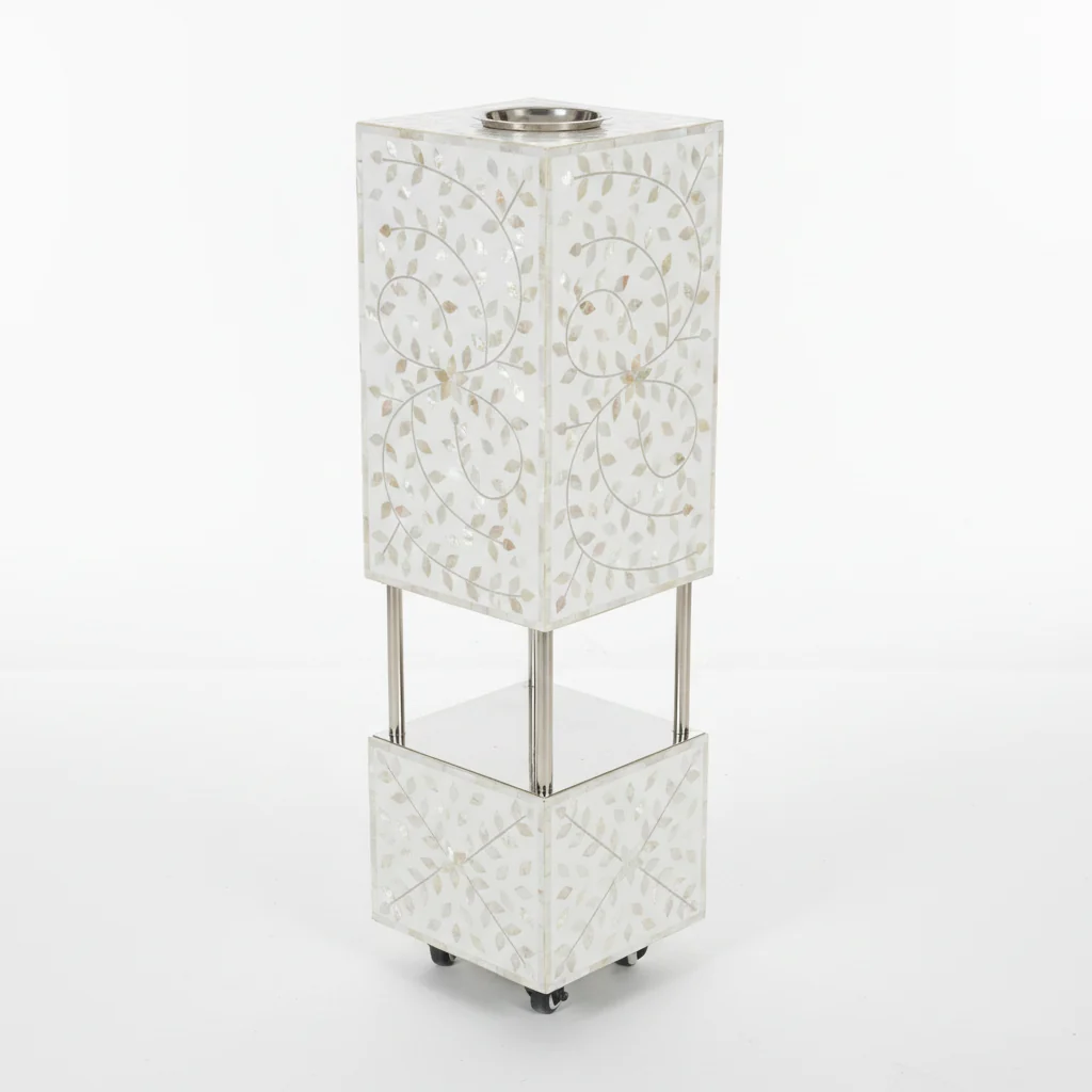 White Plastic-Coated & Silver Stainless Steel Incense Burner - 80×23cm — image 1