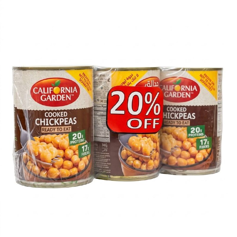 California Garden Cooked Chickpeas Ready to Eat 3 x 400g — image 1