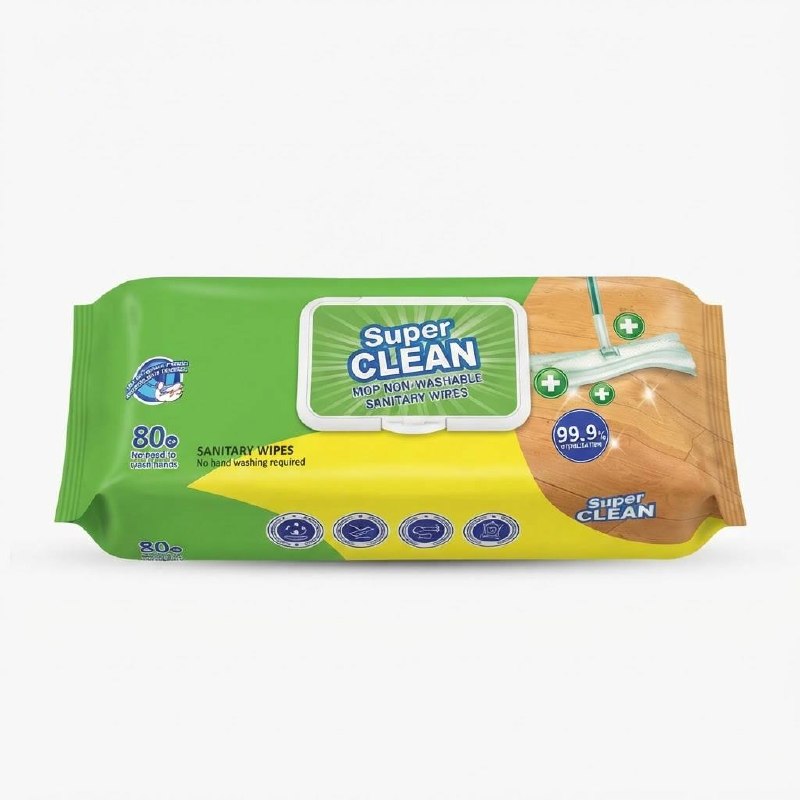 Super CLEAN Mop Non-Washable Sanitary Wipes 80 pcs — image 1